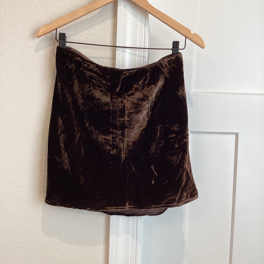 Anthropologie Tilda Dressy Strapless Velvet Top NEW Brown Velvet Small